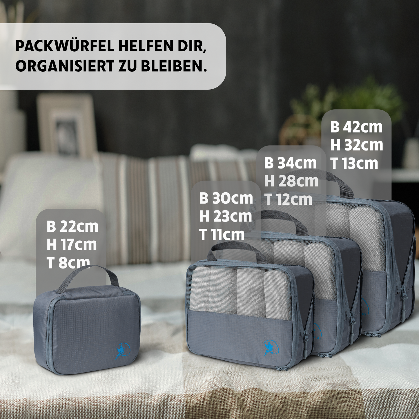 Komprimierbare Packtaschen 5er Set